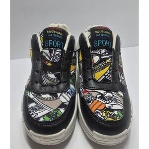 SHEIN Graphic Print Chunky Platform Sneakers Black White Comic Art Sport Shoes